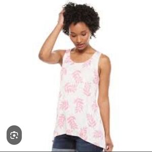 APT.9 Twist-Back Tank Pink Leaf Patterns Size S